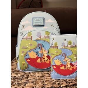 Loungefly Disney Winnie the Pooh Umbrella Scene Mini Backpack & Wallet Set